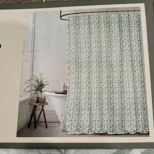 WILLIAM MORRIS & CO Gauze Cotton Shower Curtain Rosehip Green Leaves 72 X 72 NEW